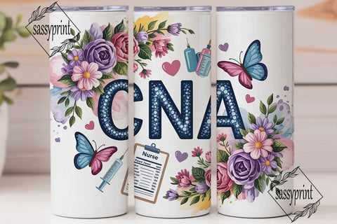 CNA Floral Tumbler Wrap PNG Sublimation sassyprint 