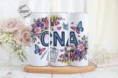 CNA Floral Tumbler Wrap PNG Sublimation sassyprint 