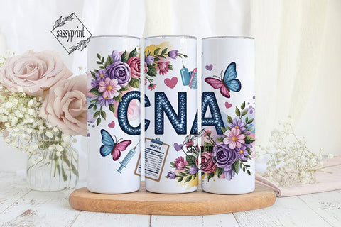 CNA Floral Tumbler Wrap PNG Sublimation sassyprint 