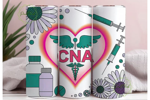 CNA Nurse Daisy 20oz Tumbler Wrap Sublimation PixelChick 
