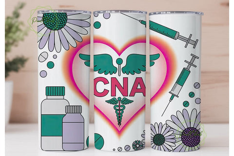 CNA Nurse Daisy 20oz Tumbler Wrap Sublimation PixelChick 