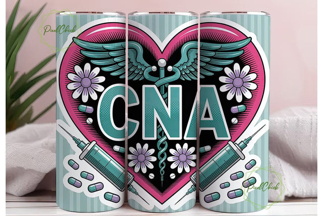 CNA Nurse Daisy 20oz Tumbler Wrap Sublimation PixelChick 