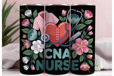 CNA Nurse Floral 20oz Tumbler Wrap Sublimation PixelChick 