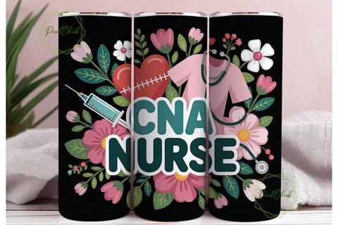 CNA Nurse Floral 20oz Tumbler Wrap Sublimation PixelChick 