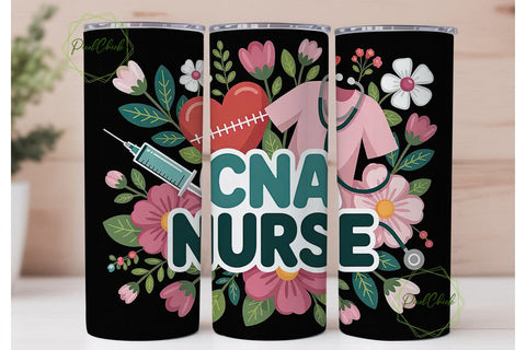 CNA Nurse Floral 20oz Tumbler Wrap Sublimation PixelChick 