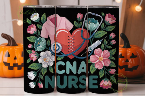 CNA Nurse Floral 20oz Tumbler Wrap Sublimation PixelChick 