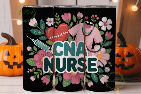 CNA Nurse Floral 20oz Tumbler Wrap Sublimation PixelChick 