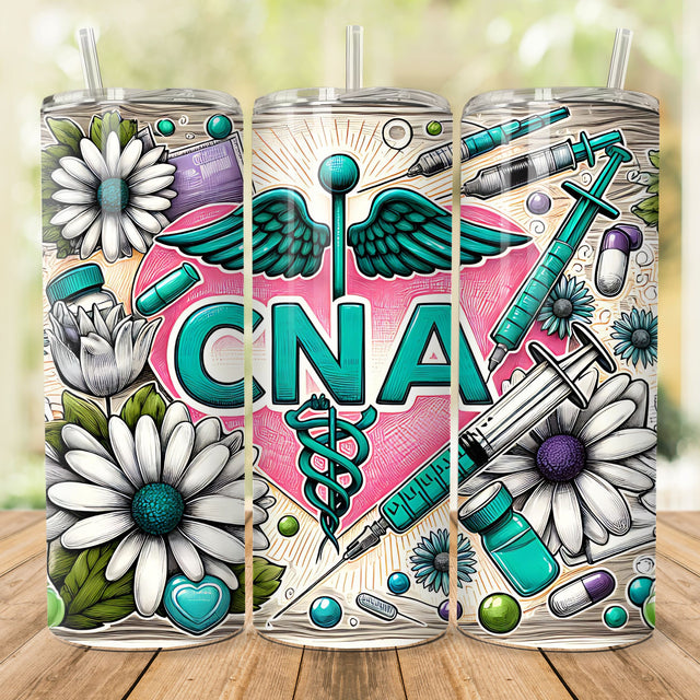 CNA nursing 20 oz skinny tumbler png sublimation design download, Nurse tumbler wrap png, Medical Occupation 20 oz tumbler design Sublimation She Shed Craft Store 