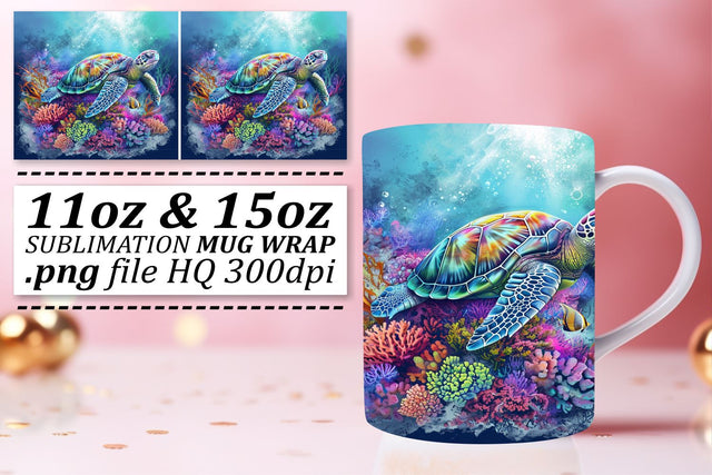 Coastal Aquatic Watercolor Pattern Mug Design Sublimation afrosvg 