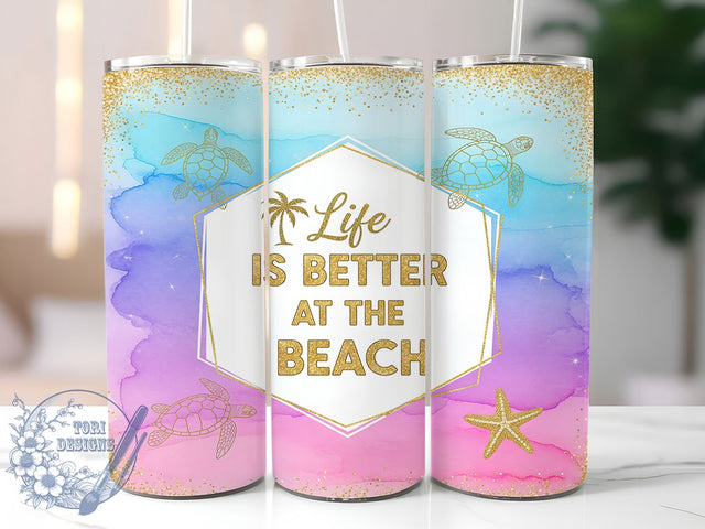 Coastal Bliss Ocean Glitter Tumbler, Ocean Glitter Tumbler, Life Is Better Tumbler, Summer Vibes Sublimation, Glitter Tumbler Design, Sea Life Tumbler Wrap, Coastal Tumbler PNG Sublimation ToriDesigns 