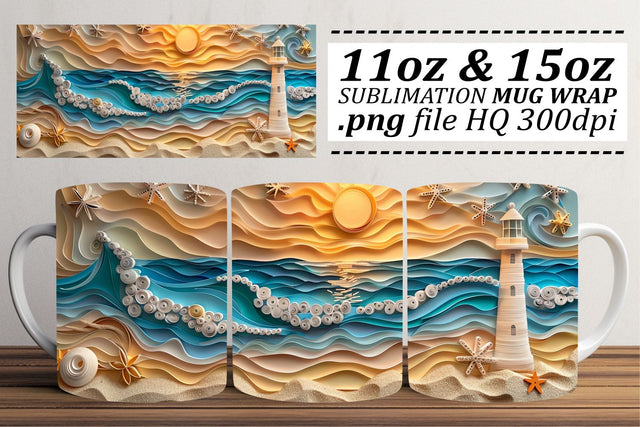 Coastal Calmness Mug Sublimation Design Sublimation afrosvg 