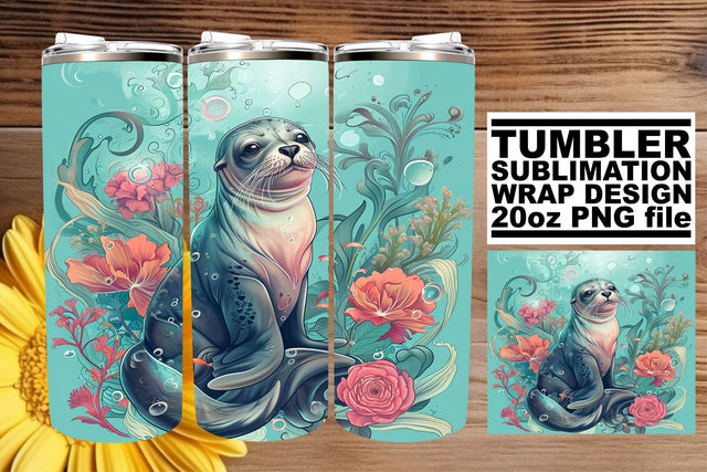 Coastal Carnival Tumbler Wrap, Sublimation Design, 20oz, Vibrant Ocean Life, Coastal Watercolor Sublimation afrosvg 