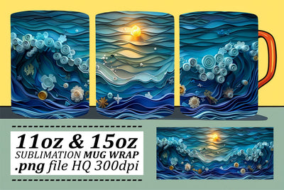 Coastal Chic Mug Wrap Sublimation 11oz 15oz Sublimation afrosvg 