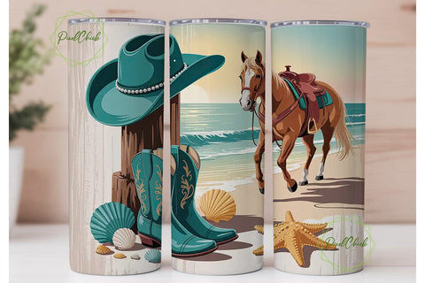 Coastal Cowgirl 20oz Tumbler Wrap Sublimation PixelChick 