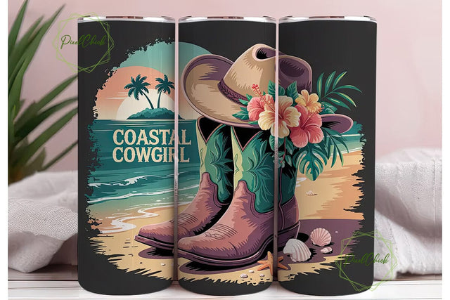 Coastal Cowgirl 20oz Tumbler Wrap Sublimation PixelChick 