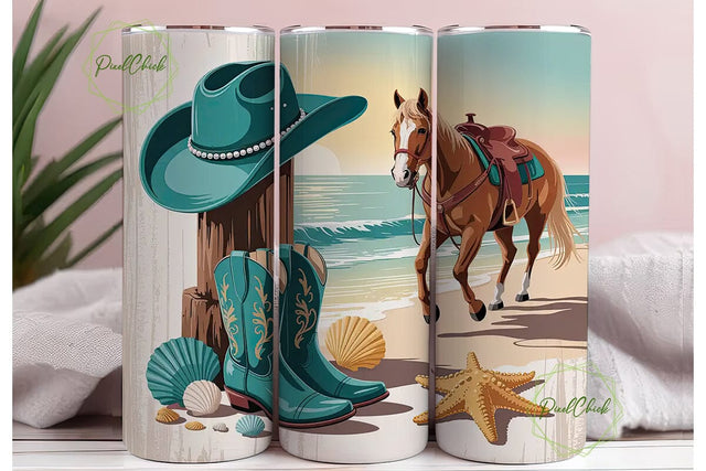 Coastal Cowgirl 20oz Tumbler Wrap Sublimation PixelChick 