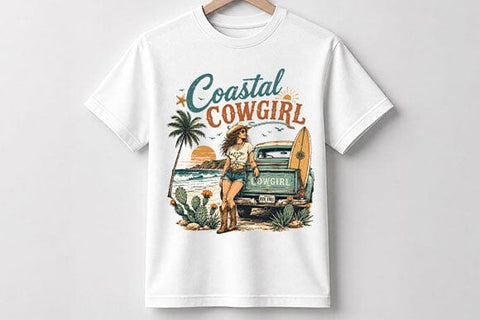Coastal Cowgirl Sublimation PNG Vintage Beach Western Digital Download SVG BillahCrafts 