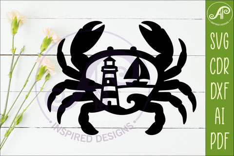 Coastal Crab Wall Art Beach House Decor Lighthouse SVG APInspireddesigns 