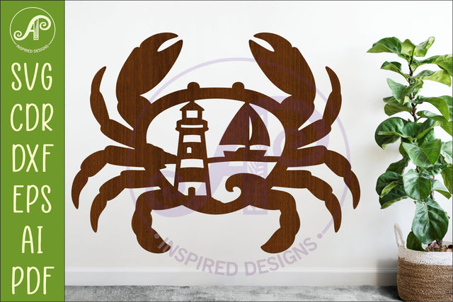 Coastal Crab Wall Art Beach House Decor Lighthouse SVG APInspireddesigns 