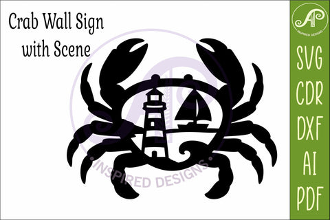 Coastal Crab Wall Art Beach House Decor Lighthouse SVG APInspireddesigns 
