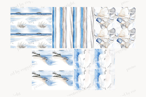 Coastal Digital Paper Set | Beach Nautical Ocean Patterns Digital Pattern GlamArtZhanna 