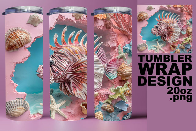 Coastal Elegance 3D Tumbler Wrap - Sublimation Sublimation afrosvg 