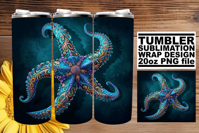 Coastal Escape Tumbler Design, Summer Sublimation Wrap, 20oz, Coastal Fish Art, Watercolor Sea Creatures Sublimation afrosvg 