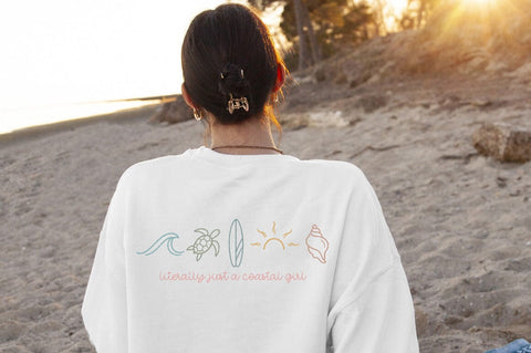 Coastal Girl SVG | Beach Icons Shirt Design SVG Pickled Thistle Creative 