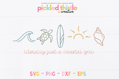 Coastal Girl SVG | Beach Icons Shirt Design SVG Pickled Thistle Creative 