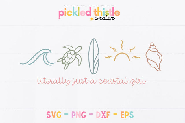 Coastal Girl SVG | Beach Icons Shirt Design SVG Pickled Thistle Creative 