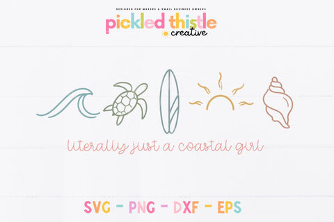 Coastal Girl SVG | Beach Icons Shirt Design SVG Pickled Thistle Creative 