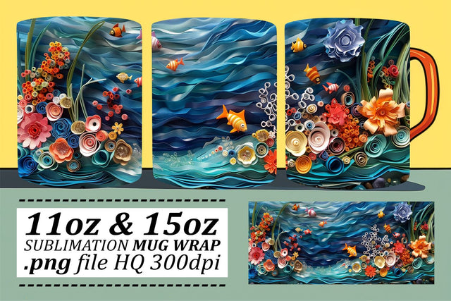 Coastal Harmony Mug Wrap Sublimation 11oz 15oz Sublimation afrosvg 