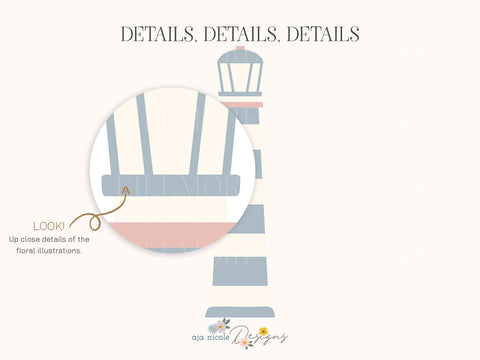 Coastal Lighthouse SVG Cut File SVG Aja Nicole Designs 