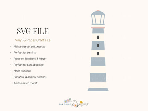 Coastal Lighthouse SVG Cut File SVG Aja Nicole Designs 