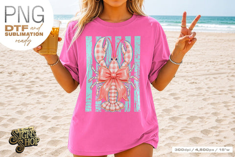 Coastal Lobster png, Bow Beach Summer Design Sublimation The Vintage Signs Shop 