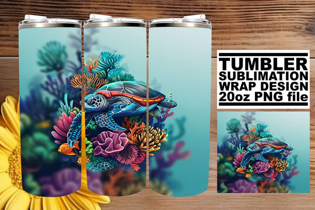 Coastal Majesty Tumbler Wrap, Sublimation Design, 20oz, Vibrant Ocean Life, Coastal Watercolor Sublimation afrosvg 