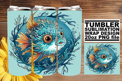 Coastal Majesty Tumbler Wrap, Sublimation Design, 20oz, Vibrant Ocean Life, Coastal Watercolor Sublimation afrosvg 