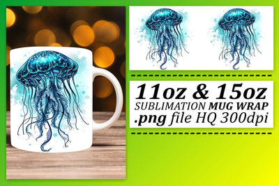 Coastal Marine Life Mug Wrap, Tranquil Oceanic Fish Sublimation Pattern Sublimation afrosvg 