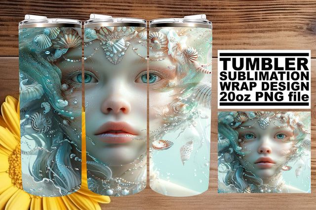 Coastal Mermaid Tumbler Design Bundle Sublimation afrosvg 