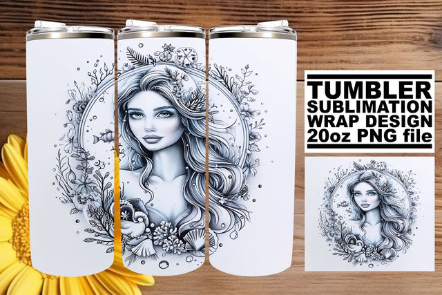 Coastal Mermaid Tumbler Graphics Collection Sublimation afrosvg 