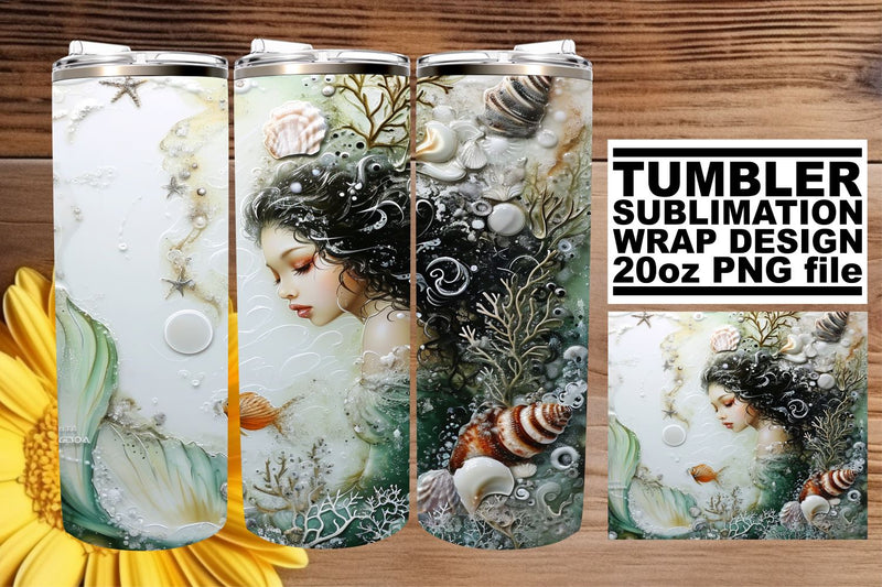 Coastal Mermaid Tumbler Graphics Collection Sublimation afrosvg 