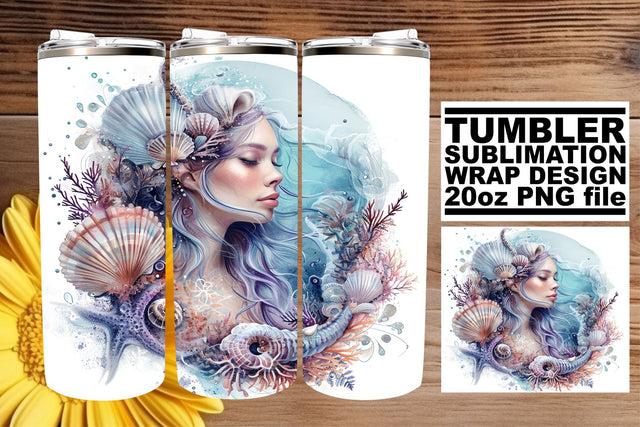 Coastal Mermaid Tumbler Sublimation Set Sublimation afrosvg 