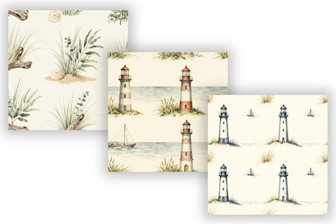 Coastal Nautical Digital Paper Pack, Beach House Seamless Patterns, Ocean Waves, Seashells & Maritime Printable Crafts Digital Pattern FloridPrintables 