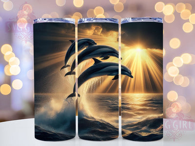 Coastal Ocean Dolphin Tumbler, Ocean Wrap, Beach Design, Sublimation Art, 20oz Tumbler, Sea Life Theme, Coastal Style Sublimation SvggirlplusArt 