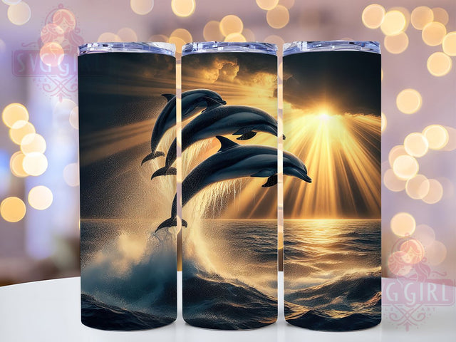 Coastal Ocean Dolphin Tumbler, Ocean Wrap, Beach Design, Sublimation Art, 20oz Tumbler, Sea Life Theme, Coastal Style Sublimation SvggirlplusArt 
