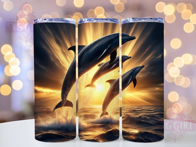 Coastal Ocean Dolphin Tumbler, Ocean Wrap, Beach Design, Sublimation Art, 20oz Tumbler, Sea Life Theme, Coastal Style Sublimation SvggirlplusArt 
