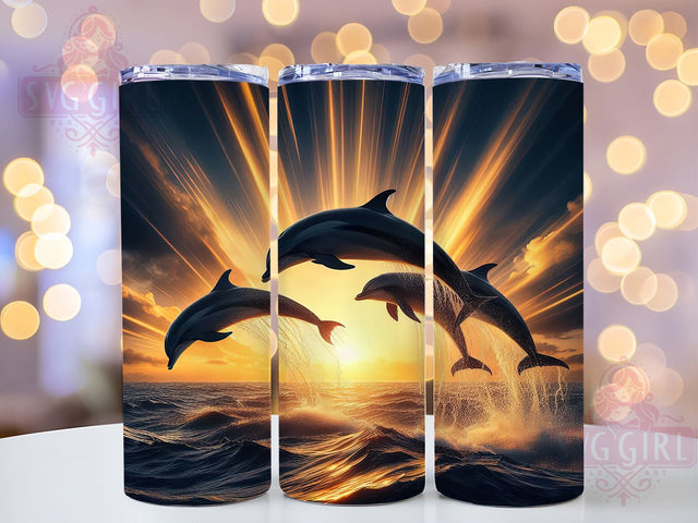 Coastal Ocean Dolphin Tumbler, Ocean Wrap, Beach Design, Sublimation Art, 20oz Tumbler, Sea Life Theme, Coastal Style Sublimation SvggirlplusArt 