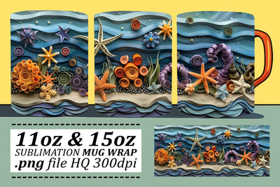 Coastal Paradise Mug Wrap Sublimation 11oz 15oz Sublimation afrosvg 