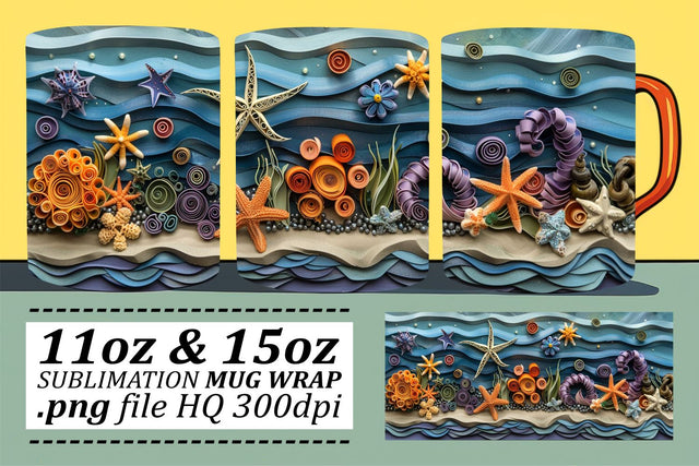 Coastal Paradise Mug Wrap Sublimation 11oz 15oz Sublimation afrosvg 