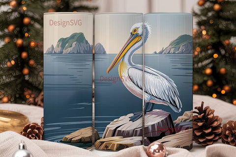 Coastal Pelican 20oz Tumbler Wrap Sublimation DesignSVG 